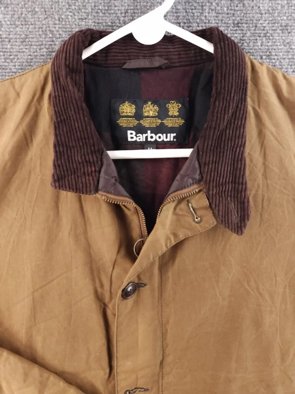 Barbour TOLK Sample Medium Light Brown Waxed Cotton Jacket Men Insulated Coat